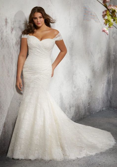 Kosette Wedding Dress | Style 3235 | Morilee Mermaid Trumpet Wedding Dresses, Plus Wedding Dresses, Trumpet Wedding Dress, Wedding Boho, A Wedding Dress, Wedding Dresses Plus Size, Chantilly Lace, Perfect Wedding Dress, Plus Size Wedding