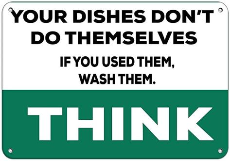 Amazon.com: BIN SHANG Quote Metal Sign Think Dishes Don't Do Themselves If You Used Them, Wash Them Aluminum Post Wall Home Decoration Sign for Driveway : Home & Kitchen Wash Your Dishes Sign, Dirty Dishes Sign, Cricut Quotes, Kitchen Quotes, Dirty Dishes, House Rules, Quotes Images, Crafty Craft, Plaque Sign