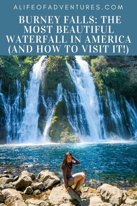 Burney Falls is a GORGEOUS waterfall in northern California. It is one of the most beautiful waterfalls I have ever seen. I honestly think it is the most beautiful waterfall in America. If you are in the area, this is definitely worth the stop. (and yes, the water is really this blue!) In this post, I give all the details on how to visit this amazing waterfall in Northern California! Beautiful Places In Usa, Amazing Waterfall, Burney Falls, Perfect Road Trip, Beautiful Waterfalls, Road Trip Itinerary, California Travel, Oh The Places Youll Go, Travel Planner