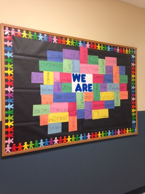 School Spirit/Pride Bulletin Board School Bulletin Boards Elementary, Bulletin Boards Elementary, Fall Bulletin Board Ideas, Cork Board Ideas, Elementary Bulletin Boards, Classroom Elementary, Classroom Decor Middle, Fall Bulletin Board, Cool School