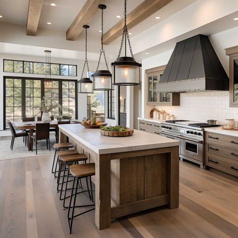 Open Concept Modern Farmhouse, Kitchen Hood, Farmhouse Kitchen Design, Classic Kitchen, Kitchen Farmhouse, Farmhouse Interior, Open Concept Kitchen, Modern Farmhouse Kitchens, Kitchen Inspiration Design