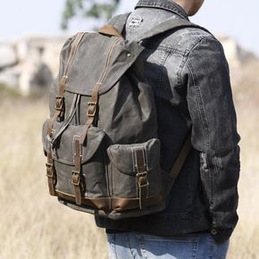 Handcrafted Waxed Canvas Leather Travel Backpack School Backpack Cool Hiking Rucksack MT09 Hiking Rucksack, Bush Pilot, Canvas Backpack Men, Travel Accessories For Men, Leather Travel Backpack, Wax Canvas, Waxed Canvas Backpack, Large Backpack Travel, Large Travel Bag