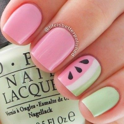 Mani Colors, Watermelon Nail Art, Watermelon Nails, Nail Photos, Nails For Kids, Cute Nail Art, Gel Nail Designs, Nail Art Summer, Nail Inspiration