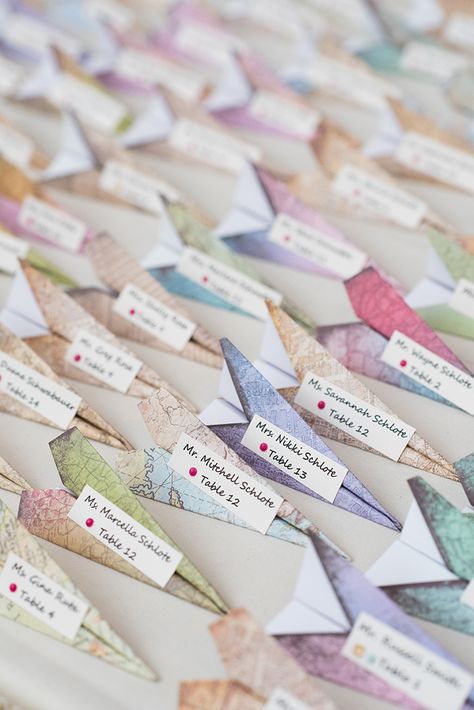 Wedding Table Placement, Aviation Wedding, Wedding Seating Cards, Wedding Glamour, Vintage Wedding Theme, Travel Theme Wedding, Paper Airplane, Vintage Wedding Decorations, Vintage Inspired Wedding