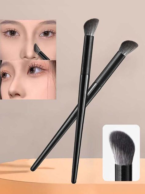 Free Returns ✓ Free Shipping✓. 1Pc Nose Shadow Brush Angled Contour Makeup Brushes Face Nose Silhouette Eyeshadow Cosmetic Highlight Brighten Brush Blending Concealer Brush Makeup Tools- undefined at SHEIN. Nose Contour Brush, Blending Concealer, Makeup Accesories, Nose Contouring, Highlighter Brush, Brush Makeup, Eye Makeup Brushes, Lip Set, Black Makeup