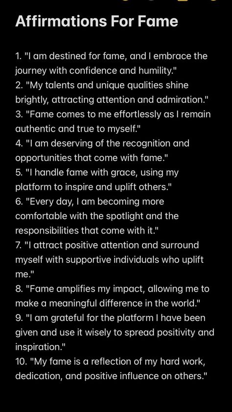 Money Affirmations Rich Lifestyle Affirmations, Tiktok Fame Affirmations, Manifest A Celebrity, How To Manifest Fame, Fame Affirmations Law Of Attraction, Famous Actor Affirmations, Becoming Famous Aesthetic, Pinterest Board Affirmations, I Am A Celebrity Affirmation