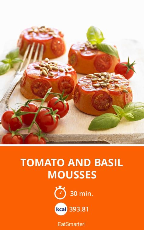 Tomato and Basil Mousses - simple dish - A recipe idea by EAT SMARTER | Mousse, Vegetable, Herb, Seed #fruitvegetable #recipes Kohlrabi Recipes, Chives Recipe, How To Cook Artichoke, Healthy Delicious Recipes, Radish Recipes, Low Cholesterol Recipes, Turmeric Recipes, Artichoke Recipes, How To Cook Asparagus