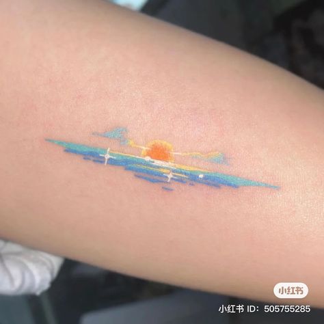 Pretty Wave Tattoo, Simple Colorful Tattoos, Small Tattoo Cover Up, Blue Color Tattoo, Tattoo Designs Color, Realism Tattoo Ideas, Colourful Tattoo, Lgbt Tattoo, Small Colorful Tattoos