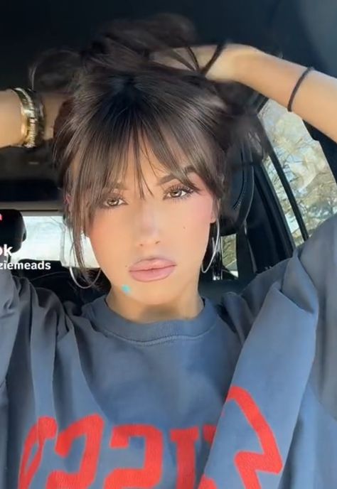 Dark Hair Light Bangs, Fringe Bangs Wispy, Little Bangs Fringes, Whispy Baby Bangs Long Hair, Wispy Bangs Round Face Long Hair, Wispy Bangs Straight Hair, Whispy Baby Bangs, Wispy Bangs Face Framing, Wispy Bangs With Layers