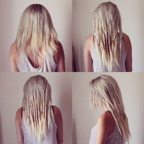 Hair Color Kaleidoscope: Dazzling Patterns of Pigment Half Dreaded Hair Blonde, Blonde Partial Dreads, Fake Dreads Styles For Women, Half Dreads Half Normal Hair, Blonde Hair Dreads, Half Dreaded Hair Short, Half Dreads Partial Dreadlocks, Partial Dreads Short Hair, Half Head Dreads