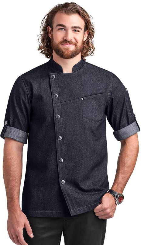 PRICES MAY VARY. Denim,Mesh Snap closure Machine Wash EXCELLENT VALUE: This Men’s Asymmetrical Premium Denim Chef Coat with Mesh Side Panels is comfort, quality and value, all bundled in one. Chefs, Line Cooks, Caterers, Counter Servers, Expediters, Directors, Managers, Students, and more; all find these pants affordably priced and available in a range of sizes perfect for all food industry professionals. Click ‘Add to Cart’ now to join the list of satisfied buyers! TAILORED FIT: This chef coat Chef Jackets Design, Chef Dress, Chef Coats, Chef Uniforms, Restaurant Inspiration, Restaurant Uniforms, Hotel Uniform, Chef Pants, Chef Shirts