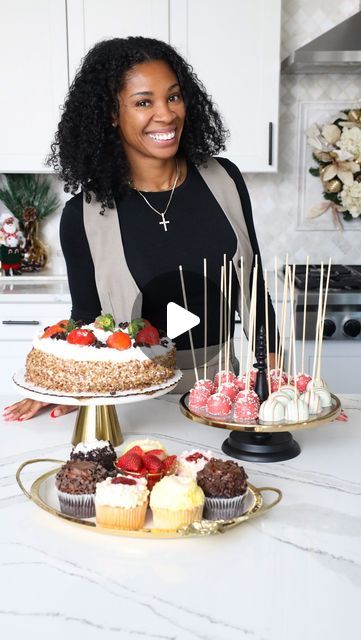 Ashley Dixon | Decor, DIY, Cleaning & Organization on Instagram: "Here’s my hosting hack to get dessert on the table in 10 minutes or less. Grab desserts from @samsclub , replate, garnish — and dessert is DONE! I just grabbed the Sam’s Club Member’s Mark Tres Leches Cake, Gourmet Cupcake Variety Pack & Holiday Cake Balls from the bakery. Add a few final touches, and while it looks like I spent all day whipping these up, it was done super quick. Head to your Sam’s Club Bakery, or order online, to stock up for the holidays! ✨   PS: These would also make perfect hosting gifts and it’ll be our little secret that they aren’t homemade.  😉 #HolidayDesserts #SamsClub #SamsClubBakery #MembersMark . . #easyrecipes #easydessert #easydessertrecipe #hostingtips #hostingideas #holidayhosting" Sams Club Dessert Table, Holiday Cake Balls, Hosting Hacks, Sam’s Club, Gourmet Cupcakes, Tres Leches Cake, Tres Leches, Variety Pack, Cake Balls