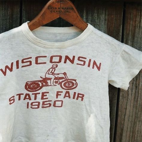 Wisconsin State Fair, Wisconsin State, State Fair, Vintage Motorcycles, Apparel Design, Logo Tees, Vintage Tees, Vintage Shirts, Vintage Tshirts