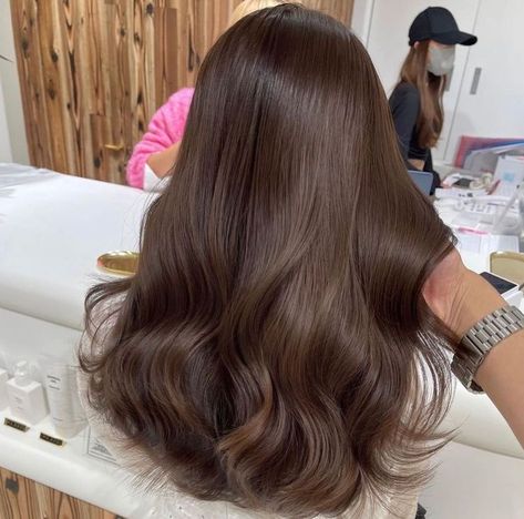 Korean Brown Balayage, Macchiato Brown Hair Color, Neutral Toned Brown Hair, Macchiato Brown Hair, Chocolate Milk Hair Color, Hazel Beige Hair, Cool Toned Chocolate Brown Hair, Brown Hair Warm Tones, Asian Brown Hair Color