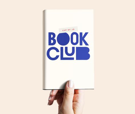 Cup of Jo book club Library Branding Design, Book Club Logo Ideas, Cover Books Design, Book Club Graphic, Reading Club Aesthetic, Book Club Logos, Book Club Logo Design, Book Club Design, Book Club Branding