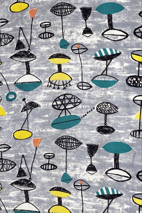 Lucienne Day "Flotilla", Heal’s Fabric, UK, 1952 Lucienne Day, Vintage Fabrics, Century Modern, Mood Board, Pattern Design, Mid-century Modern, Modern Design, Auction, Mid Century