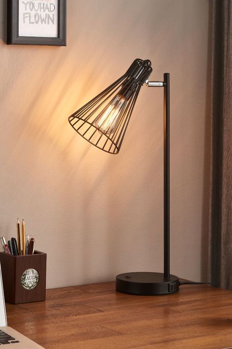 Industrial style table lamp Lamp For Office, Black Desk Lamp, Edison Bulb Lamp, Rustic Table Lamps, Industrial Table Lamp, Modern Bedside, Farmhouse Vintage, Bulb Lamp, Industrial Table