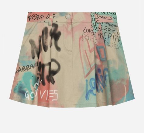 Graphic Skirt, Diy Graffiti, Tulle Midi Skirt, Pastel Colour Palette, Dolce And Gabbana Kids, Short Denim Skirt, Graffiti Prints, Dolce E Gabbana, Wool Skirts