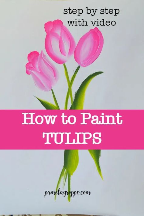 Paint Tulips, Tulip Painting, Watercolor Flowers Tutorial, Acrylic Painting Lessons, Learn How To Paint, Easy Art, Acrylic Painting Techniques, Acrylic Painting Tutorials, Simple Acrylic Paintings