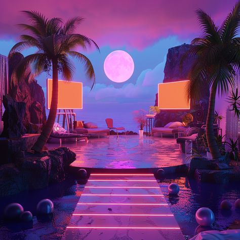 Vaporwave Architecture, Synthwave Art, Future Islands, Lo-fi Aesthetic, Clothing Labels Design, Dawn And Dusk, Retro Waves, City Vibe, Aesthetic Rooms