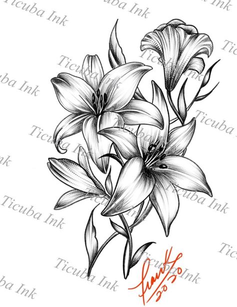 #CoolTattoos #TattooArt #InkMaster #TattooDesigns #InkedUp #TattooLovers #InkInspiration #TattooIdeas #CreativeInk #TattooStyle Stargazer Lily Tattoo, Lilly Flower Tattoo, Rose Vine Tattoos, Lilly Tattoo, Simple Compass Tattoo, Tiger Lily Tattoos, Alas Tattoo, Lillies Tattoo, Lily Flower Tattoos