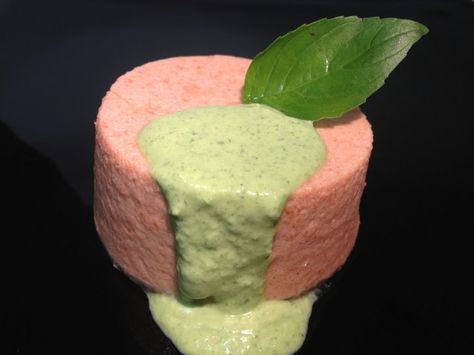 Fresh And Delicious:Tomato Mousse With Basil Sauce | The Ambassadors Table Tomato Mousse, Savory Dessert, Basil Sauce, Mousse Recipes, Wine And Dine, Plant Based Diet, Basil, Plant Based, Sauce