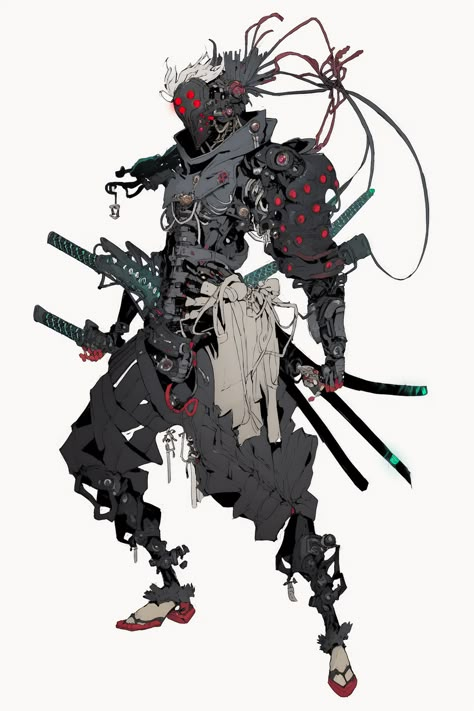 Robot Samurai Concept Art, Archer Concept Art, Samurai Mech, Cyberpunk Armor, Cyborgs Art, Samurai Anime, Cyberpunk Clothes, Cyberpunk Girl, 3d Concept