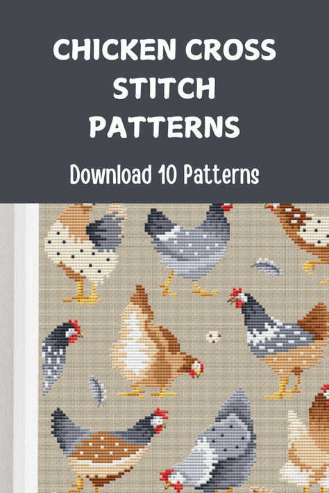 Download 10 chicken cross stitch patterns. Cute Animal Cross Stitch Patterns, Chicken Cross Stitch Patterns, Cross Stitch Freebies Free Downloads, Cross Stitch Patterns Free Printable Charts, Chicken Patterns, Fun Cross Stitch, Bird Cross Stitch Pattern, Chicken Cross Stitch, Free Cross Stitch Designs