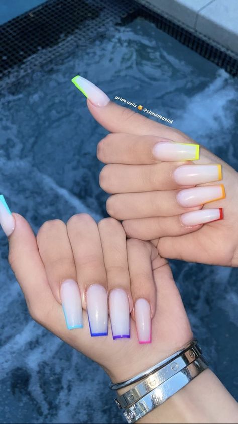 Bright Summer Acrylic Nails, Blue Acrylic Nails, Nail Blue, Cute Acrylic Nail Designs, Long Acrylic Nails Coffin, Acrylic Nails Coffin Short, Summer Acrylic Nails, Short Acrylic Nails Designs, Rainbow Nails