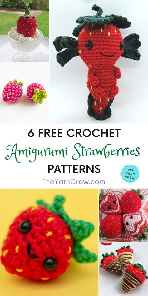 6 Free Crochet Amigurumi Strawberry Patterns. Free Crochet Amigurumi Strawberry Patterns curated by The Yarn Crew. Crochet Strawberry Pattern Free, Amigurumi Strawberry, Strawberry Leaf, Crochet Turtle Pattern, Summer Knitting Patterns, Free Crochet Amigurumi, Crocheted Toys, Crochet Strawberry, Crochet Fruit