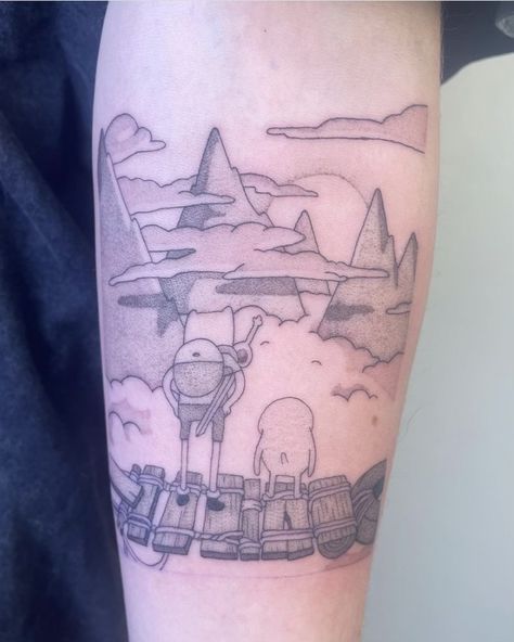 Finn The Human Tattoo Ideas, Marceline And Ice King Tattoo, Adventure Time Tattoo Sleeve, Jake And Finn Tattoo, Adventure Time Tattoo Matching, Prismo Adventure Time Tattoo, Jake Adventure Time Tattoo, Small Adventure Time Tattoo, Finn And Jake Tattoo