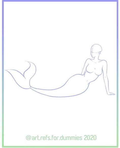 Reference by @art.refs.for.dummies on Instagram Mermaid Body Sketch, Chibi Mermaid Poses, Mermaid Swimming Drawing, Mermaid Base Drawing, Mermaid Sketch Poses, Mermaid Oc Art, Mermaid Pose Reference, Mermaid Anatomy, Mermaid Base