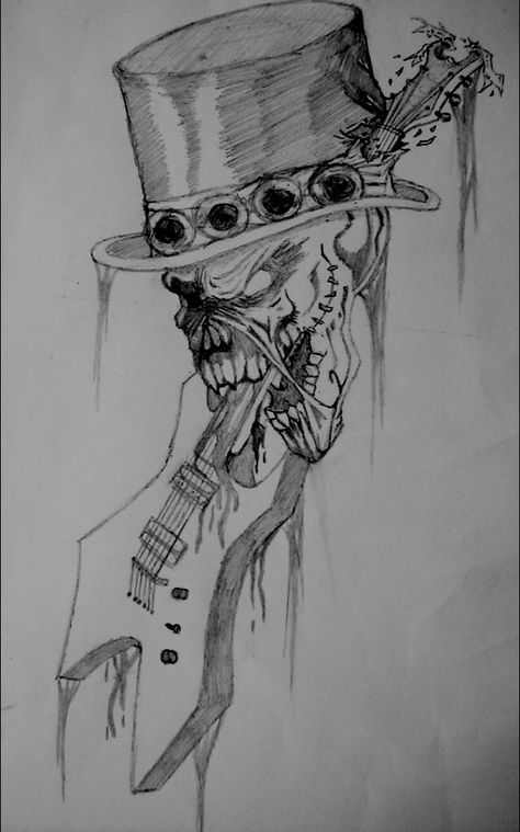 Music Tats, Bears Tattoo, Paul Booth, Skull Guitar, Guitar Tattoo Design, Guitar Artwork, Idea Paint, Guitar Drawing, Family Tattoo Designs