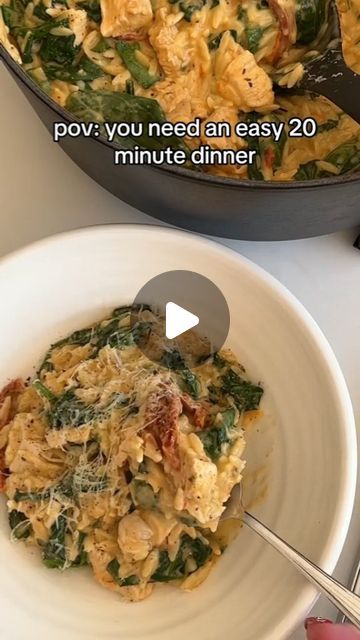 Mediterranean Diet & Lifestyle🇺🇲 on Instagram: "Looking to shake up your healthy eating routine FOR OFFICE WORKER
🫶🏼Thanks @simone_anderson

Say hello to this one-pan "Marry Me" Chicken Orzo! 💍 Who said nutritious meals have to be boring? This flavourful dish is guaranteed to win over your taste buds and maybe even secure you that hubby instantly! 😉 Here's what you'll need:
Serves: 8
Ingredients:
* 1kg diced chicken
* 1/2 tablespoon mixed herbs
* 1/2 tablespoon paprika
* 400g orzo
* Bag of baby spinach
* 16 sundried tomatoes
* 1 tablespoon minced garlic
* 1 litre chicken broth
* 200ml cream
* parmesan cheese to serve
* Salt & pepper

Instructions:
* Place diced chicken in a pan and cook for 3 minutes.
* Season with paprika, salt, pepper, mixed herbs, and garlic, and let it cook for a Chicken In A Pan, Simone Anderson, Eating Routine, 20 Minute Dinners, Marry Me Chicken, Weekday Dinner, Chicken Orzo, Mediterranean Diet Plan, Diet Lifestyle