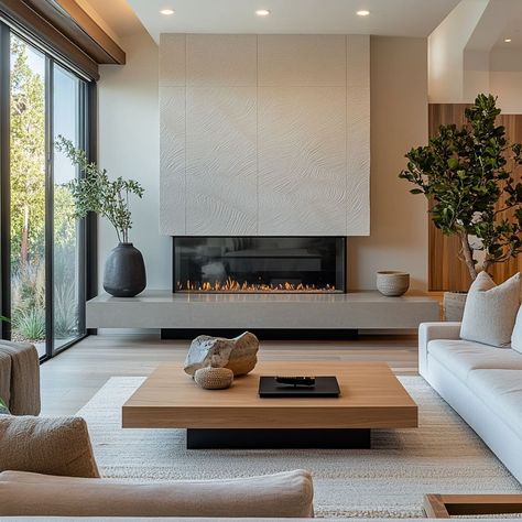 An original and stylish wall design frames the hearth, adding a creative twist to this sleek and modern sitting room Whiskey Library, Modern Sitting Room, Fireplace Accent Wall, Modern Fireplace Ideas, Fireplace Modern Design, Fireplace Accent Walls, Fireplace Feature Wall, Fireplace Modern, Living Room Fireplace