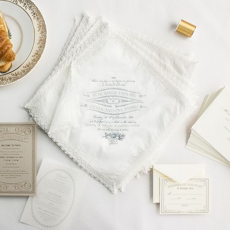 Fabric Wedding Invitations, Letterpress Wedding Stationery, Vintage Wedding Stationery, Handkerchief Wedding, Baby Tea, Fabric Invitation, Letterpress Invitations, Wedding Handkerchief, Letterpress Wedding