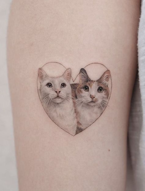 Cat Portrait Tattoos, Cute Cat Tattoo, Self Love Tattoo, Cat Tat, Muster Tattoos, Cat Tattoos, Doodle Tattoo, Cat Tattoo Designs, Dream Tattoos