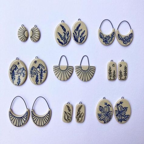 Ayla Mullen on Instagram: "New earrings are beginning to come out of the tiny kiln this week! Some of these are for something special, and some will be included in my March shop update. Which are your favorites?" Diy Ceramic, Ceramic Earring, Clay Ornaments, Ceramics Projects, Paper Clay, Clay Charms, Ceramic Jewelry, Wood Earrings, Clay Ceramics