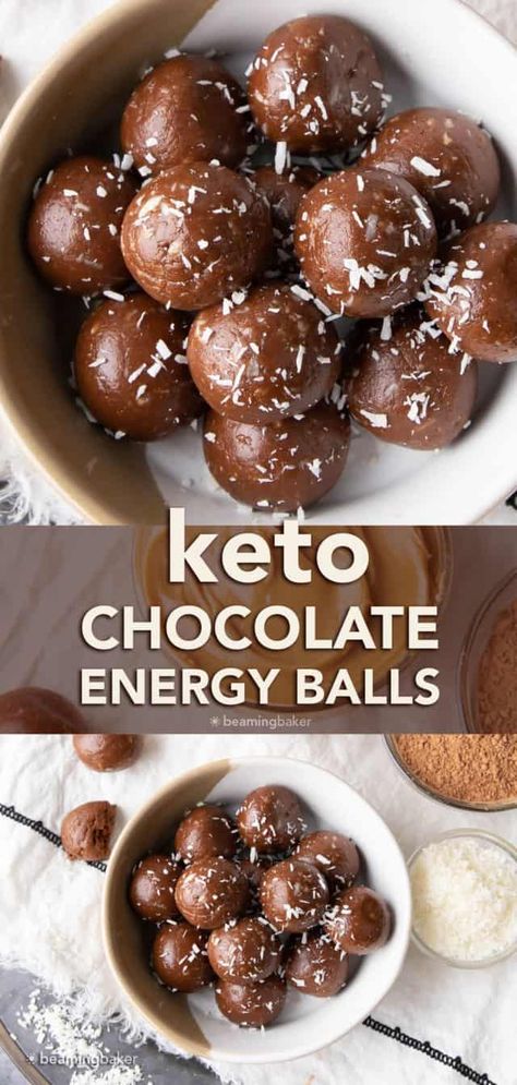 Keto Energy Balls, Chocolate Energy Balls, Beaming Baker, Keto Diet List, Energy Ball Recipe, Diet Breakfast Recipes, Keto Fat, Keto Chocolate, Vegan Gluten Free Recipes