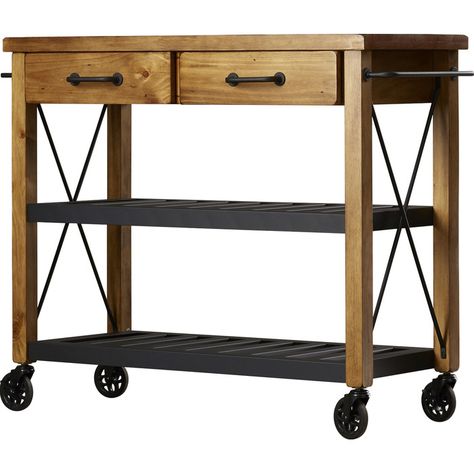 You'll love the Baxton Studio Kitchen Island with Wooden Top at Wayfair - Great Deals on all  products with Free Shipping on most stuff, even the big stuff. Cottage Kitchens, Timeless Furniture, Best Kitchen Designs, White Modern Kitchen, Cottage Kitchen, Kitchen Design Small, Kitchen Cart, Kitchen Shelves, Diy Kit