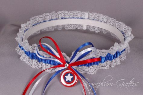 Captain America Wedding, America Wedding, Custom Wedding Garter, Captain America Logo, Lace Wedding Garter Set, America Logo, Prom Garters, Wedding Garter Lace, Wedding Garter Set