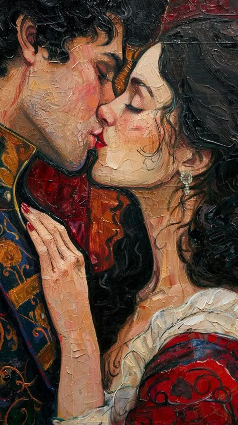 Couple Painting Wallpaper, Romeo And Juliet Aesthetic Art, Romeo And Juliet Wallpaper, Romantic Painting Ideas, Romeo And Juliet Painting, Love Painting Romantic, Romantic Paintings Couple, Romeo And Juliet Art, Romeo And Juliet Aesthetic