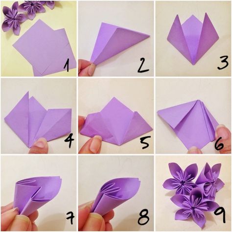 Origami Flowers Tutorial, Easy Origami For Kids, Paper Flowers Diy Easy, Tutorial Origami, Origami For Beginners, Origami Rose, Fleurs Diy, Flower Wreaths, Folding Origami