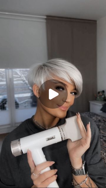 Plum Pixie Hair, Short Pixie Haircuts 2024, Short Haircut 2024 Trends Women, Undercut Straight Hair, Short Silver Hair Pixie Cuts Older Women, Pixie Cut Styling Tutorial, Styling Pixie Haircut, Asymetrical Haircut Edgy, Grey Pixie Haircut