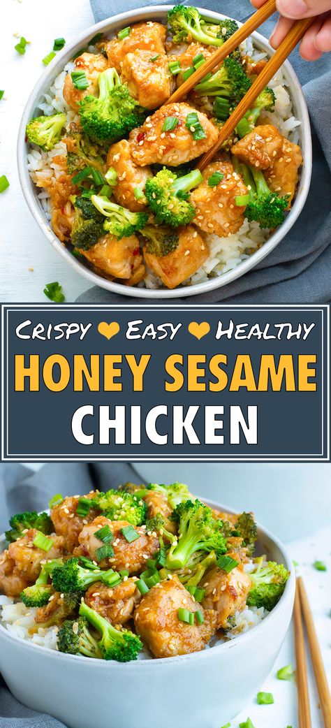 Sesame Chicken And Broccoli, Homemade Takeout, Chicken Broccoli Stir Fry, Chicken Chinese, Easy Chicken Recipe, Sesame Chicken Recipe, Honey Sesame Chicken, Healthy Honey, Honey Sesame