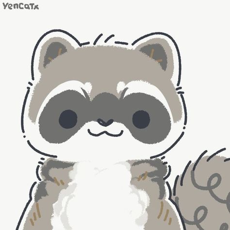 Raccoon Drawing, Raccoon Art, Cute Raccoon, Trash Panda, Racoon, Cute Chibi, Cute Animal Drawings, Cute Creatures, Animal Photo