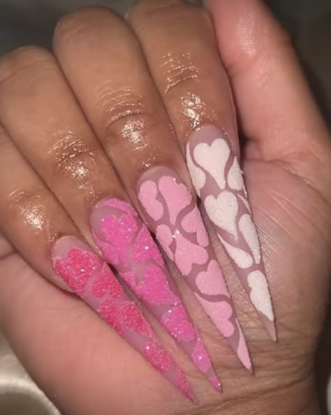 Long Acrylic Nail Inspiration, Long Nails With Hearts, Valentines Stelitto Nails, Valentines Stilletos Nails, Nails Board, Blush Pink Nails, Pale Pink Nails, Nail Board, Light Pink Nails