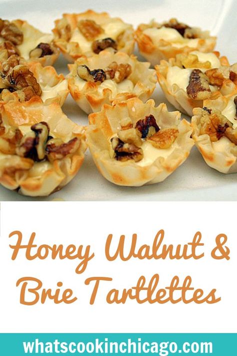 Honey Walnut & Brie Tartlettes #brunch #partyfood #appetizer #recipes Savoury Bites, Tailgate Snacks, Fancy Appetizers, Thanksgiving Appetizer Recipes, Lemon Scones, Honey Walnut, Tea Party Food, Brie Cheese, Trending Recipes