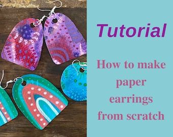 View Earrings by AnnaJustArt on Etsy Earrings Tutorial, Shape Templates, Art Promotion, Paper Earrings, Silk Scarf Painting, Funky Earrings, Make Paper, Pin Image, Earring Tutorial