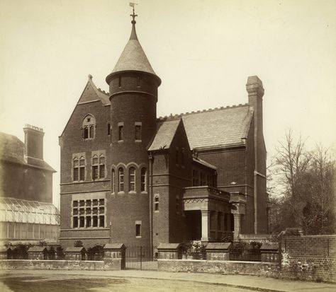 The street front of Tower House, Melbury Road, London, 1880s. Victoria Reign, Victorian Townhouse, Okay Okay, Kensington And Chelsea, House London, Holland Park, Tower House, Kensington London, Old London